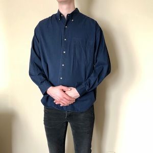 Eddie Bauer Button Long-Sleeve Navy Shirt -Men’s L